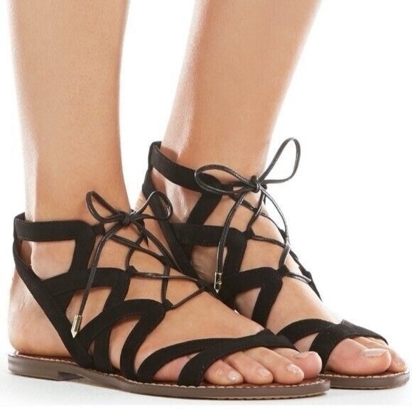 Sam Edelman NWOB! Gemma Women'S Black Suede Lace Up Gladiator Sandal Size 9M - Picture 1 of 13